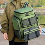NNEOBA Tackle Backpack with Rod Holders Camping Green