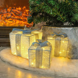 NNEOBA Set of 3 LED Christmas Lighted Gift Boxes