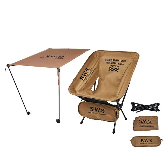 NNEOBA Sunshade Awning Folding Chair Set Khaki