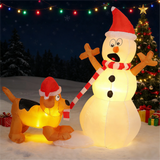 4 FT Inflatable Snowman with Dog  Caption