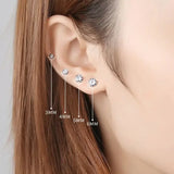 925 Sterling Silver Round CZ Stud Earrings 6MM Clear Crystal for ladies