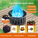 21000W Portable 9-Core Camping Gas Stove – Windproof Outdoor Burner