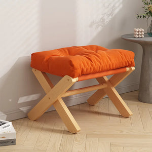 NNEOBA Foldable Beech Wooden Foot Stool with Soft Cushion - Orange