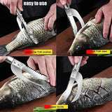 NNEOBA 2-in-1 Fish Scale Brush Maw Knife Silver
