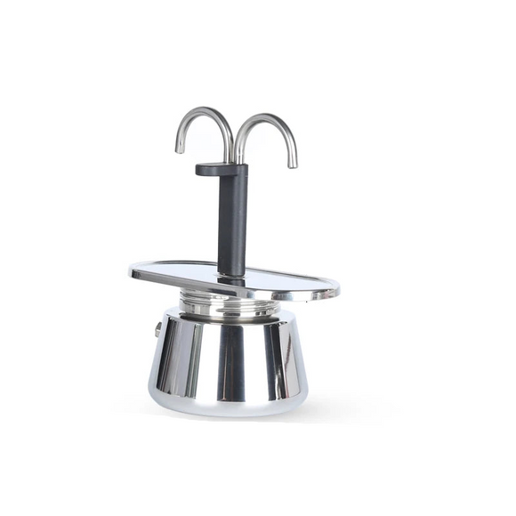 NNEOBA  Mini Moka Pot 200ml Double-Tube Espresso Coffee Maker Silver