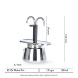 NNEOBA  Mini Moka Pot 200ml Double-Tube Espresso Coffee Maker Silver