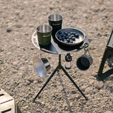 NNEOBA Round Aluminum Alloy Camping Table with Tripod and Storage Bag