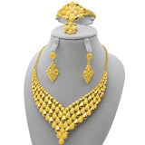 NNEOBA Women Wedding Necklace Earrings 24k Gold Jewelry Set