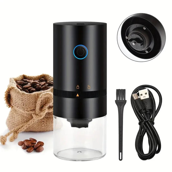 NNEOBA USB Rechargeable Burr Coffee Grinder Adjustable Precision Grinding Black