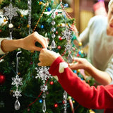 10Pcs Glitter Snowflake Christmas Ornaments Sparkling Hanging