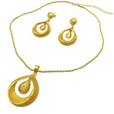 NNEOBA Gold Plated Necklace Earrings Bridal Set