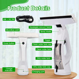 Cordless Window Vacuum Cleaner 2000Pa USB Rechargeable Handheld Glass Cleaner with Spray Bottle