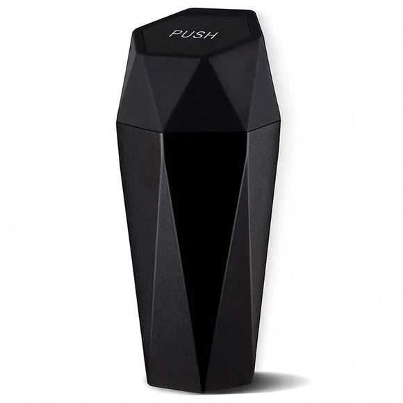 NNEOBA Portable Mini Car Trash Can–Waterproof Storage Bin with Lid Black