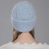 Women's Twist Style Angora Rabbit Fur Beanie