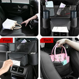 NNEOBA Universal Car Seat Middle Storage Bag–PU Leather Armrest Organizer Black