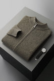 Men's Wool Mock Neck Zippered Cardigan Sweater