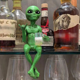 Alien Statue Drinking Beer Resin Novelty Sculpture