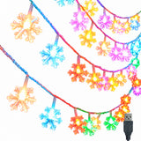 Multicolor LED Snowflake String Lights USB-Powered
