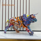 NNEOBA Graffiti Bull Figurine: Artistic Feng Shui Decor for Home and Office