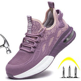 NNEOBA Safety Toe Work Shoes for Men Women (pink)