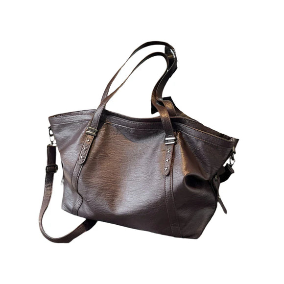 NNEOBA Leather Womens Tote Shoulder Crossbody Bag (Coffee)