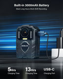 NNEOBA 1080P Body Camera with 13-Hour Recording 64GB Black