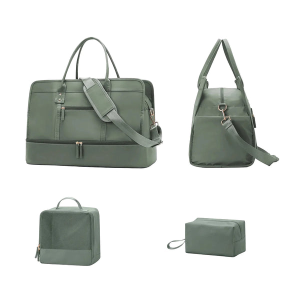 NNEOBA Luggage Travel Bag with Clothes and Toiletry Bag (Green)