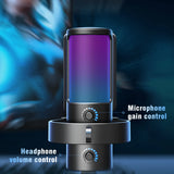 NNEOBA USB Gaming Microphone RGB 4 Polar Patterns Gain Control