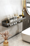 Contemporary Gray Bathroom Shelf Organizer - Wall-Mounted Corner Storage Rack