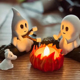 1 Set Halloween Ghost Campfire Decor with Dog & Cat Figures