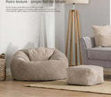 NNEOBA 2-in-1 Bean Bag Chair & Footstool Cover Set Flannel Corduroy No Filler Beige