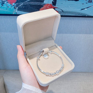NNEOBA Sterling Silver Lucky Beads Bangle