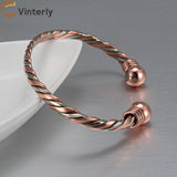 Pure Copper Magnetic Braided Bracelet – Adjustable Twisted Bangle for Men & Women