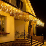 24M × 0.6M Warm White Icicle Curtain LED Lights – 220V