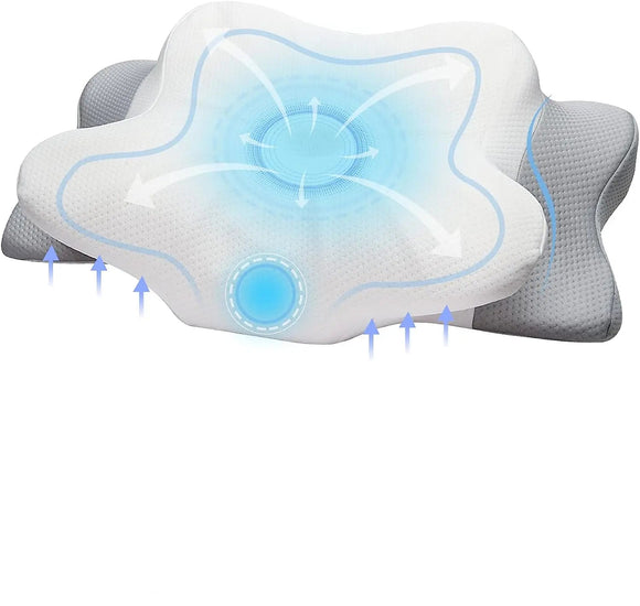 NNEOBA Ergonomic Memory Foam Pillow Orthopedic Neck & Shoulder Support White