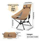 NNEOBA Portable High-Back Camping Chair Khaki