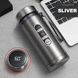 NNEOBA Thermos Bottle with LED Temperature Display Silver