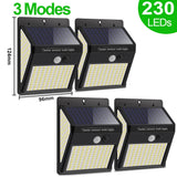 NNEOBA 4 Pcs 3Mode Waterproof 230 LED Solar Motion Sensor Lights