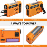 NNEOBA Solar Hand Crank Emergency Radio 3-in-1 Orange