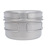 NNEOBA Titanium Camping Cookware Set Pan with Folding Handles Silver