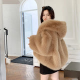 Women's Faux Fox Fur Hooded Winter Jacket
