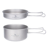 NNEOBA Titanium Camping Cookware Set Pan with Folding Handles Silver
