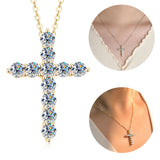 14K Gold Filled Moissanite Cross Pendant Necklace – D Color Round Moissanite with GRA Certificate