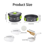NNEOBA 9-Piece Camping Cookware Set Green