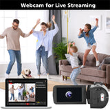 NNEOBA 8K Digital Video Camera 64GB Card Included Black