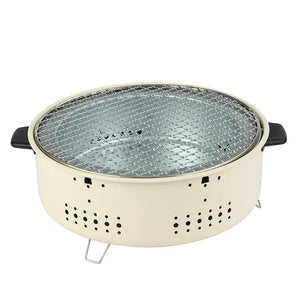 NNEOBA Round Charcoal BBQ Grill Stove White