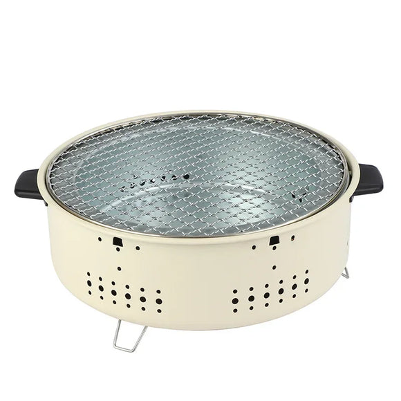 NNEOBA Round Charcoal BBQ Grill Stove White
