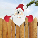 Christmas Santa Claus Peeker Fence Ornament Yard Decor