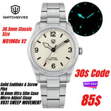 36.5mm Vintage Quartz Watch with Sapphire Crystal & 100M Water Resistance