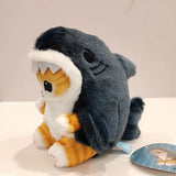 NNEOBA Kawaii Tempura Fried Shrimp Shark Cat Plush Doll Keychain - Blue 13cm